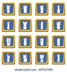 Candle forms icons set in blue color isolated vector illustration for web and any design