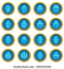 Candle forms icons set flame light. Outline illustration of 16 candle forms flame light vector icons for web