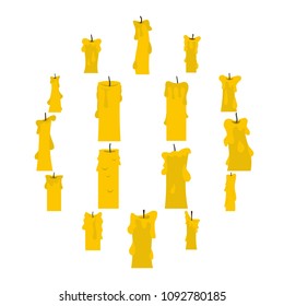 Candle forms icons set in flat style isolated vector illustration
