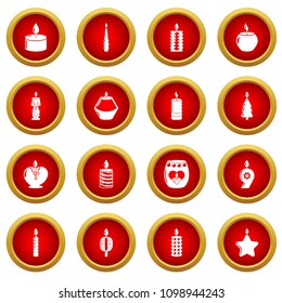 Candle forms icons set light. Simple illustration of 16 candle forms flame light vector icons for web
