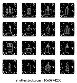 Candle forms icons set vector grunge isolated on white background 