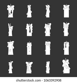 Candle forms icons set vector white isolated on grey background 