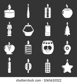 Candle forms icons set vector white isolated on grey background 