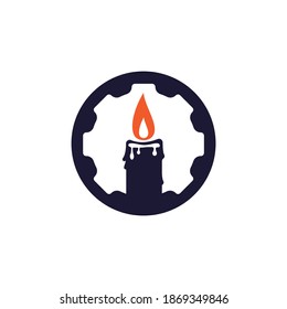 Candle gear vector logo design. Circular candle land gear logo vector design.