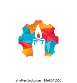Candle gear vector logo design. Circular candle land gear logo vector design.