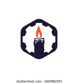 Candle gear vector logo design. Circular candle land gear logo vector design.