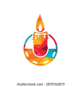 Candle gear vector logo design. Circular candle land gear logo vector design.