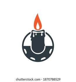 Candle gear vector logo design. Circular candle land gear logo vector design.