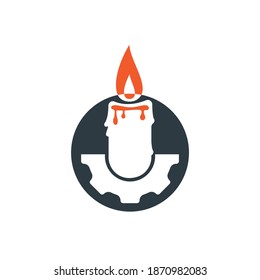 Candle gear vector logo design. Circular candle land gear logo vector design.