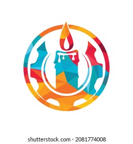Candle gear vector logo design. Circular candle land gear logo vector design.	