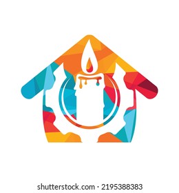 Candle gear vector logo design. Circular candle and gear with home logo vector design.	