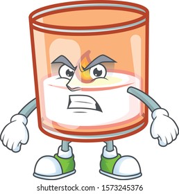 Candle in glass cartoon character style with angry face