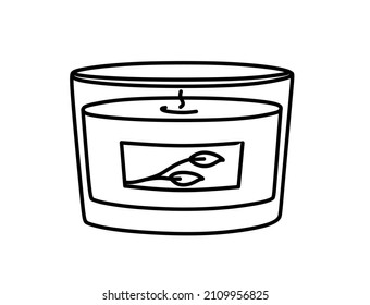 A candle in a glass cup. Magic symbols doodles from the boho period mystical hand-drawn elements. Magical vector elements