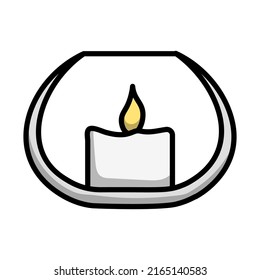 Candle In Glass Icon. Editable Bold Outline With Color Fill Design. Vector Illustration.