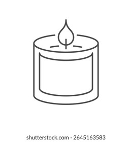 Candle in glass jar line icon