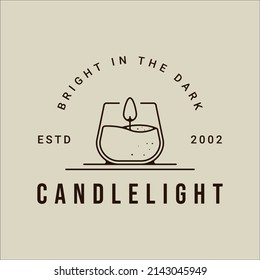 candle in glass logo line art vector simple minimalist illustration template icon graphic typography design