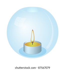 Candle in the glass sphere