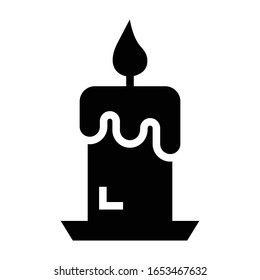 Candle glyph icon isolated vector