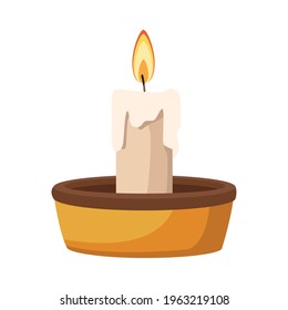 candle in golden base decorative icon