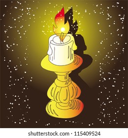  candle in golden candlestick vector
