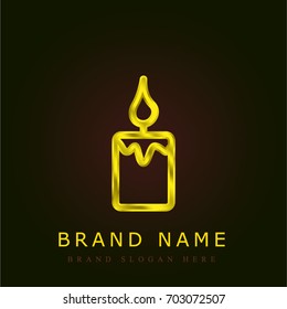 Candle golden metallic logo