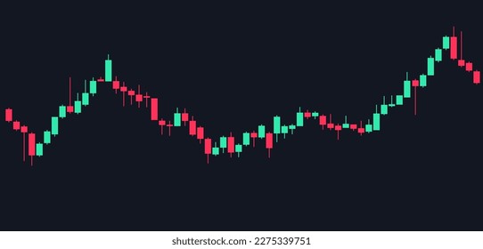 Candle graph chart. Stock market trading view on dark background. Bullish or bearish diagrams. Vector illustration for business template presentation