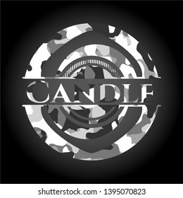 Candle grey camouflage emblem. Vector Illustration.