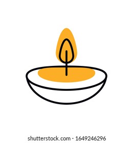 Candle half line half color style icon design, Fire flame candlelight light spirituality burn and decoration theme Vector illustration