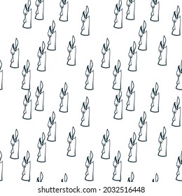 candle hallooween witch simple vector seamless pattern outline decorative