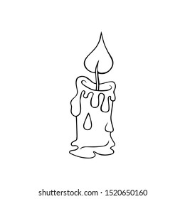 Candle  for Halloween. Candlelight. Fire. Holiday. Vector illustration isolated on white background. Hand drawn sketch. Icons for design. Coloring.