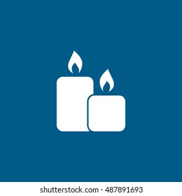 Candle Halloween Concept Flat Icon On Blue Background