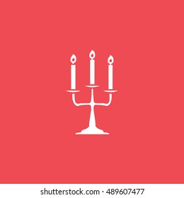 Candle Halloween Concept Flat Icon On Red Background