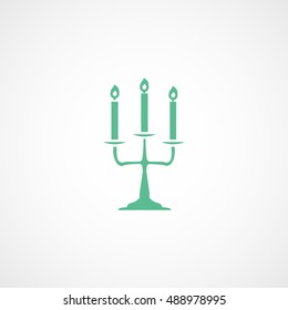 Candle Halloween Concept Green Flat Icon On White Background