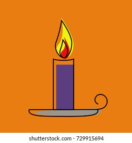 Candle halloween icon vector illustration on orange background