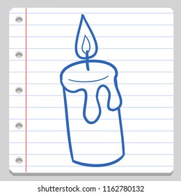 Candle Halloween Notebook School Doodle Icon Symbol Sketch Line Art