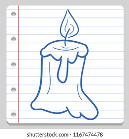 Candle Halloween Notebook School Doodle Icon Symbol Sketch Line Art