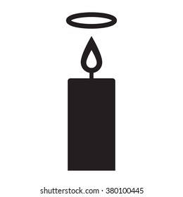 Candle with halo, holy candle flat vector black icon on white background