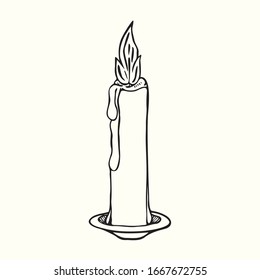 Candle, hand drawn doodle, simple line drawing, sketch illustration, design element