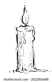 Candle, hand drawn sketchy, vector, monochrome