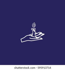 candle, hand, icon
