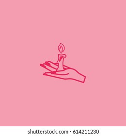 candle, hand, icon