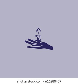 candle, hand, icon