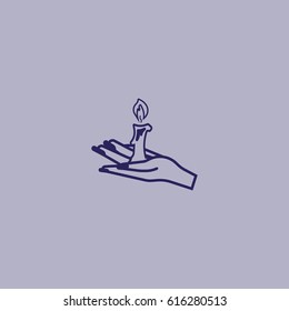 candle, hand, icon