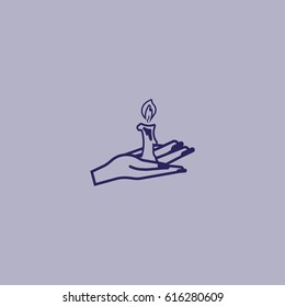 candle, hand, icon