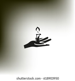 candle, hand, icon