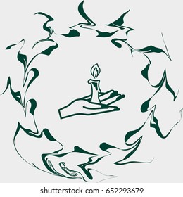candle, hand icon