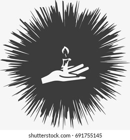 candle, hand, icon