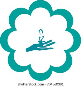 candle, hand, icon