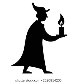 Candle in Hand Vector Art illustration.