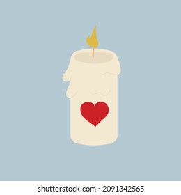 Candle with a heart. Design element.